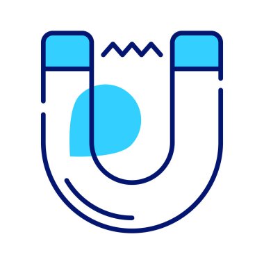 Fizik mıknatısı simgesi düz stil, ölçeklenebilir çekim vektörü