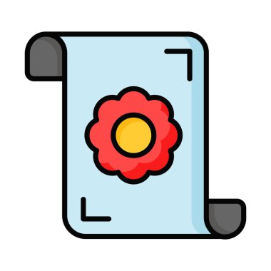 Beyaz arkaplanda izole edilmiş grafik tasarım dosyasının trend düz vektörü