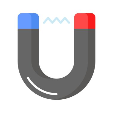 Fizik mıknatısı simgesi düz stil, ölçeklenebilir çekim vektörü