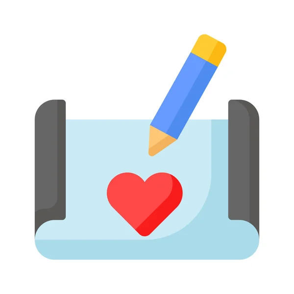 Herzform Auf Seite Mit Bleistift Konzept Ikone Für Skizzen Modernen — Stockvektor