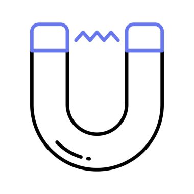 Fizik mıknatısı simgesi düz stil, ölçeklenebilir çekim vektörü