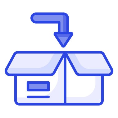 İyi tasarlanmış ambalaj simgesi, parsel ile aşağı ok