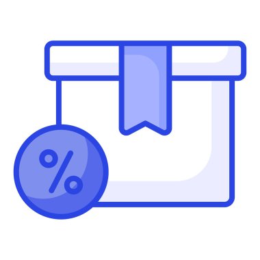 Dağıtım indiriminin konsept simgesini gösteren paket paketi olan indirimli etiket