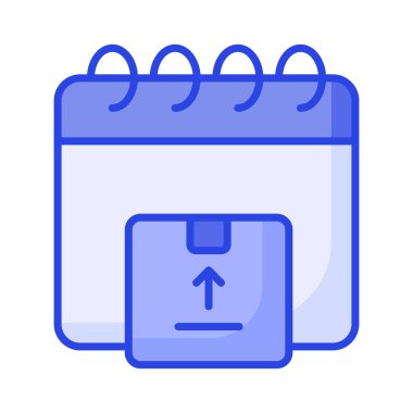 Paket tarih, parsel zamanlama vektör tasarımı konsept simgesi ile takvim