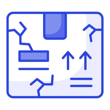 Kırık mukavva vektör tasarımı, yırtık karton paket, uygulamalar ve web siteleri için kırık kutu simgesi