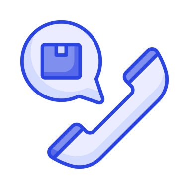 Çağrı alıcısı ile içerideki sohbet baloncuğu, kurye yardım hattının konsept simgesi