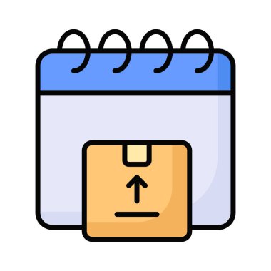 Paket tarih, parsel zamanlama vektör tasarımı konsept simgesi ile takvim