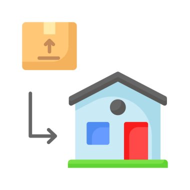 Beyaz arka planda izole edilmiş, ev yapımı konsept dağıtım simgesi içeren paket