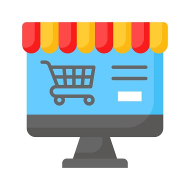 Bu güzel tasarlanmış çevrimiçi alışveriş simgesini moda tarzında işaretleyin