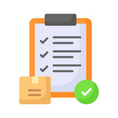 Onaylanmış sıralamanın konsept simgesini gösteren işaret ve pano işaretli paket, teslim edilmiş vektör sırası