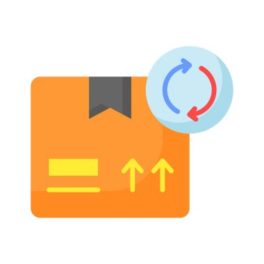 Yeniden düzenleme konseptini gösteren, gönderilen paket ve ters yönde okları olan bir simge