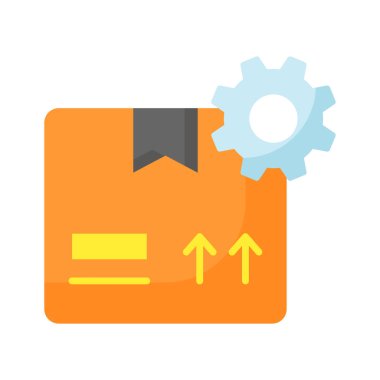 Dişli karton dağıtım yönetimi simgesi, ürün yönetimi