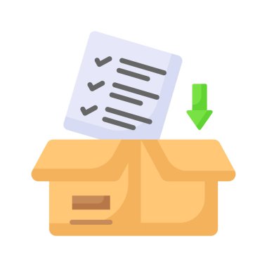 Sıralama tamamlama, paket teslim vektör tasarımı için karton ok kavramı simgesi