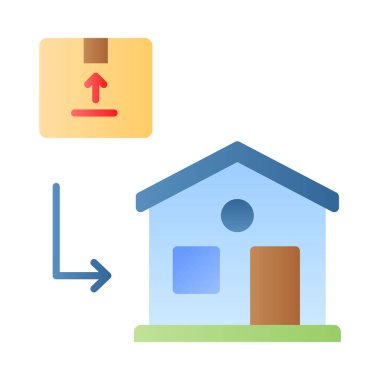 Beyaz arka planda izole edilmiş, ev yapımı konsept dağıtım simgesi içeren paket