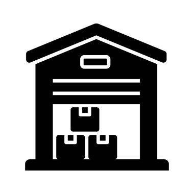 İçinde bazı paketler olan modern bir ev, depo simgesini kavramsallaştırıyor.