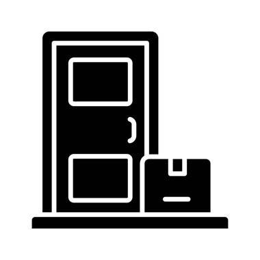 Ev kapısı konsept ikonu içeren paket, beyaz arka planda izole kapı teslim vektörü