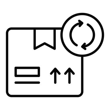 Yeniden düzenleme konseptini gösteren, gönderilen paket ve ters yönde okları olan bir simge