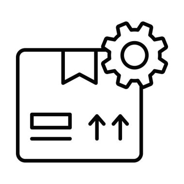 Dişli karton dağıtım yönetimi simgesi, ürün yönetimi