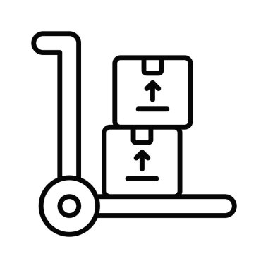 Bagaj arabası, beyaz arkaplanda izole edilmiş tramvay vektör tasarımı, doli simgesi