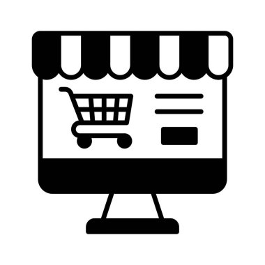 Bu güzel tasarlanmış çevrimiçi alışveriş simgesini moda tarzında işaretleyin