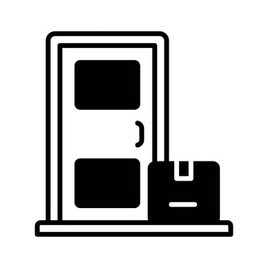 Ev kapısı konsept ikonu içeren paket, beyaz arka planda izole kapı teslim vektörü