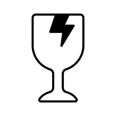 Kırılabilir paket beyaz arkaplanda izole edilmiş kırılgan simge tasarımı