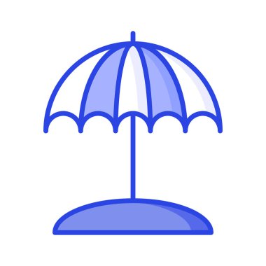 Dikkatle hazırlanmış plaj şemsiyesi vektörü, sahilin simgesi.