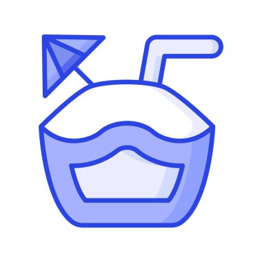 İnanılmaz bir hindistan cevizi içeceği ikonu, yaz içeceği birinci sınıf vektörü, kullanımı kolay.