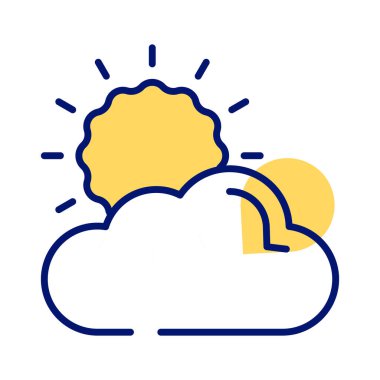 Partly cloudy weather, sun with cloud, modern icon of weather