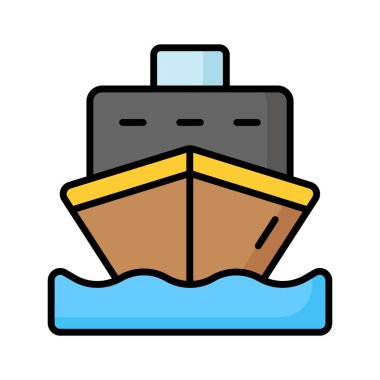 Motorlu yat tasarımı, deniz yolculuğu ikonu için tekne, seyahat için lüks gemi ya da okyanusta parti.