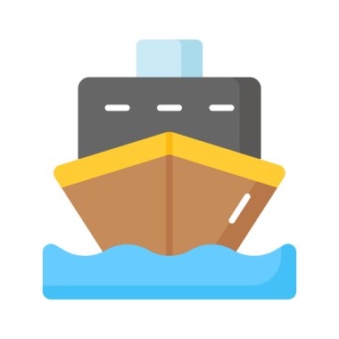 Motorlu yat tasarımı, deniz yolculuğu ikonu için tekne, seyahat için lüks gemi ya da okyanusta parti.