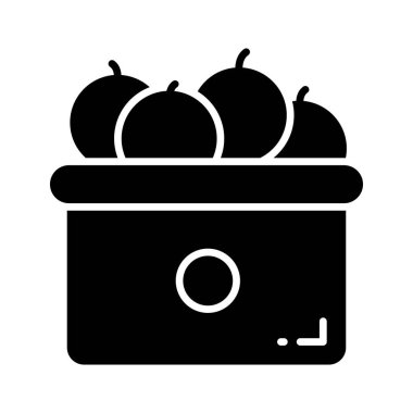 Fruit basket vector design, organic and fresh fruits, wicker basket with apples