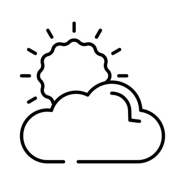 Partly cloudy weather, sun with cloud, modern icon of weather