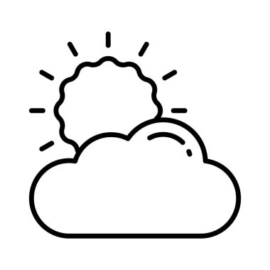Partly cloudy weather, sun with cloud, modern icon of weather