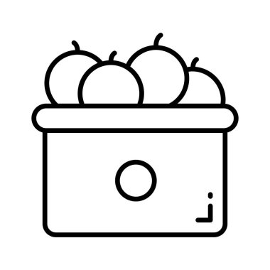 Fruit basket vector design, organic and fresh fruits, wicker basket with apples