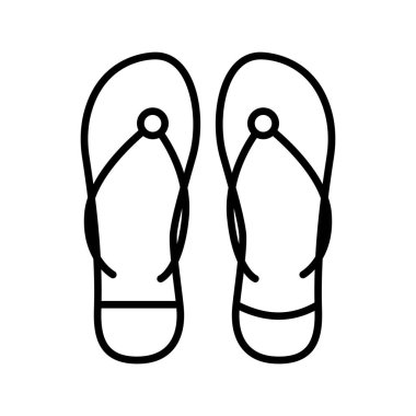 Beyaz arkaplanda, düzenlenebilir vektörde modern tarzda izole edilmiş parmak arası terliklerin simgesi