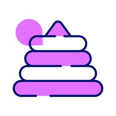 Piramit istifleme halkaları oyuncak simgesi beyaz arkaplan, düzenlenebilir halka dizme vektörü izole