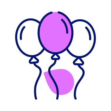 Helyum balonları vektör tasarımı, doğum günü ve parti için bir sürü balon, ipli uçan balonlar, parti dekorasyonları.