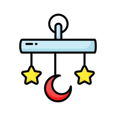 Beyaz arkaplanda izole edilmiş bebek çıngırak ikonu, beşik oyuncak vektörü bu el simgesini tut