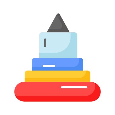 Piramit istifleme halkaları oyuncak simgesi beyaz arkaplan, düzenlenebilir halka dizme vektörü izole