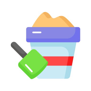 Kum kovası ikonu, kumsalda veya kum havuzunda kum taşımak ve oynamak için kullanılan küçük bir kovayı temsil eder.