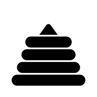 Piramit istifleme halkaları oyuncak simgesi beyaz arkaplan, düzenlenebilir halka dizme vektörü izole