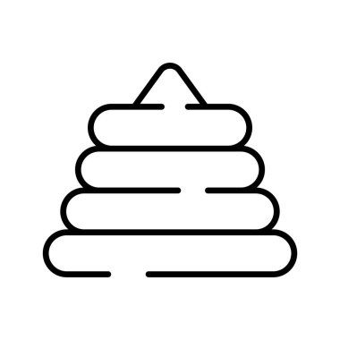 Piramit istifleme halkaları oyuncak simgesi beyaz arkaplan, düzenlenebilir halka dizme vektörü izole