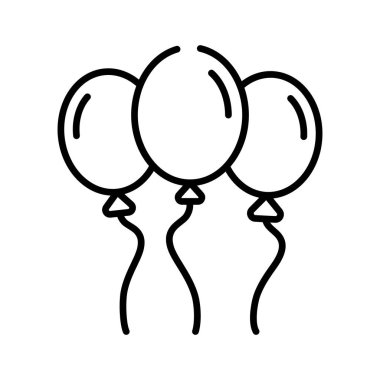 Helyum balonları vektör tasarımı, doğum günü ve parti için bir sürü balon, ipli uçan balonlar, parti dekorasyonları.