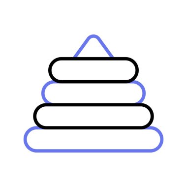 Piramit istifleme halkaları oyuncak simgesi beyaz arkaplan, düzenlenebilir halka dizme vektörü izole