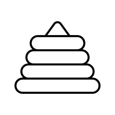 Piramit istifleme halkaları oyuncak simgesi beyaz arkaplan, düzenlenebilir halka dizme vektörü izole