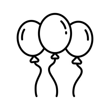 Helyum balonları vektör tasarımı, doğum günü ve parti için bir sürü balon, ipli uçan balonlar, parti dekorasyonları.