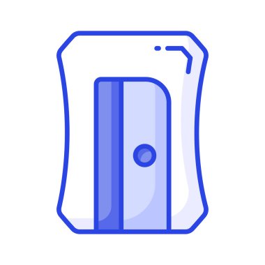 Modern tarzda keskinleştiricinin görsel olarak mükemmel simgesi, okul malzemeleri, kalem öğütücü vektörü