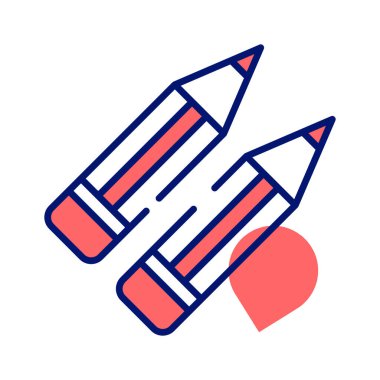 Beyaz arkaplanda izole edilmiş, modaya uygun tasarım tarzında bir kurşun kalem vektörü