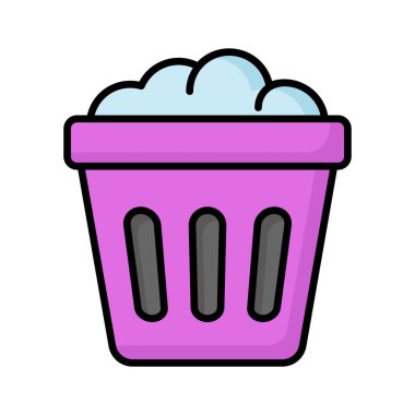 Icon of trash basket in modern style, isolated on white background